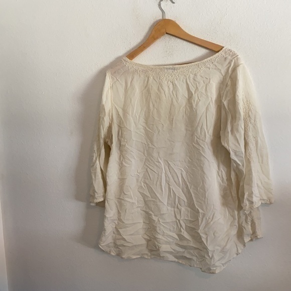 LUCKY BRAND WHITE LONG SLEEVE BLOUSE SIZE 1X - Picture 3 of 3